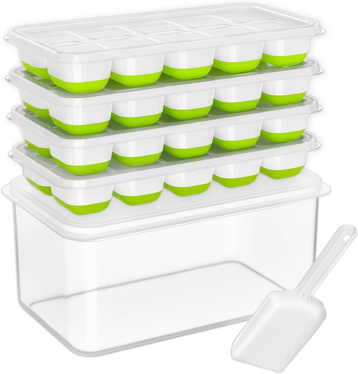 Essential Durable Ice Cube Tray Sets: Lid, Bin & Scoop for Everyday Convenience