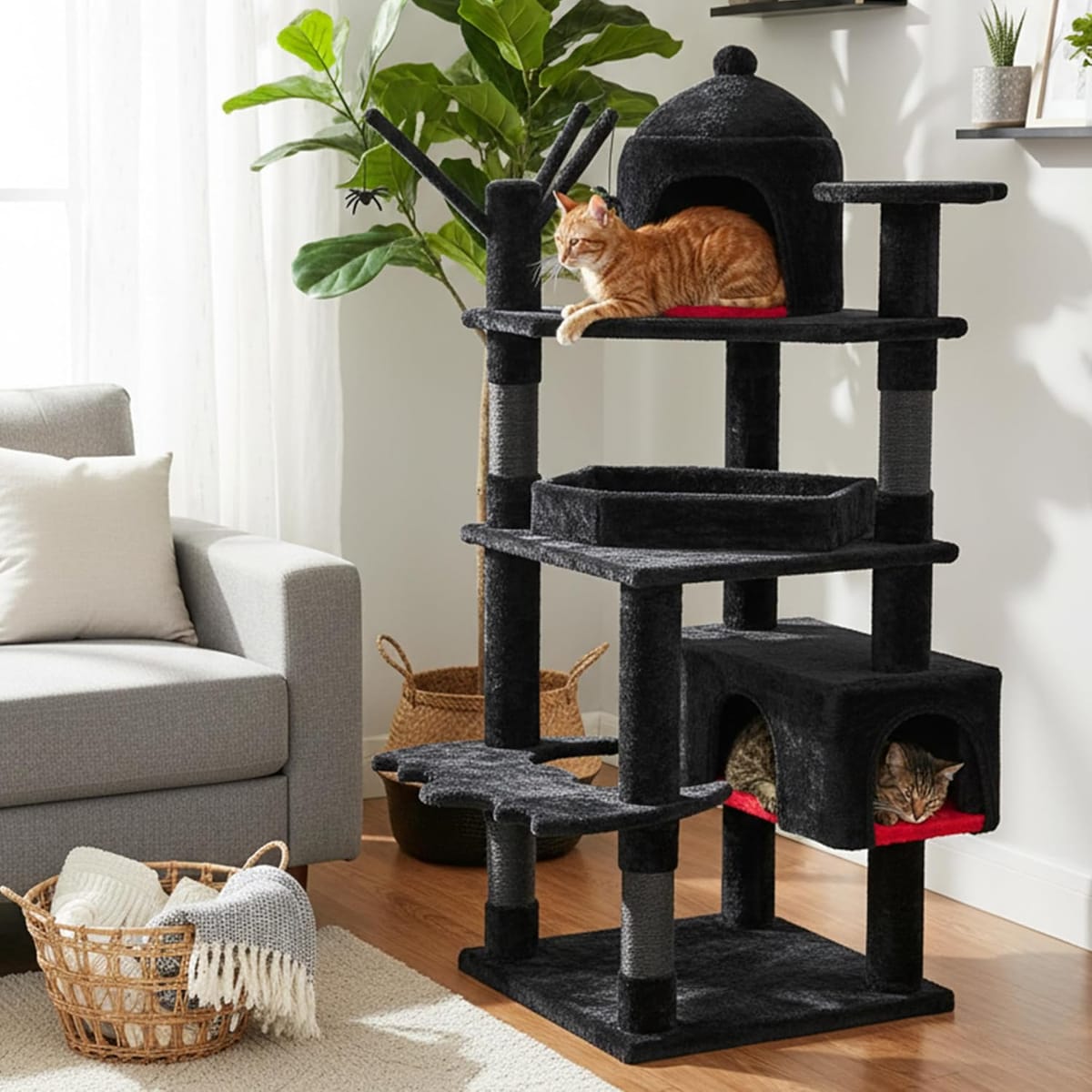 Beat Boredom with an Epic Tall Goth Cat Tree Setup